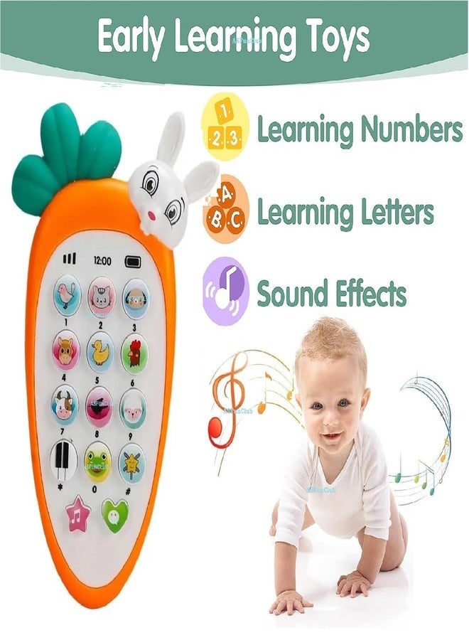 ASFunClub FunClub Radish Style Cute Rabbit Face Pretend Play Cell Phone Toy for Kids Toddlers with Music, Ringtones Lights-Birthday Party Favors and Gifts for Boy Sound Toys for Baby Toy Gift Toy_Multicolor,1Pc - Image 3